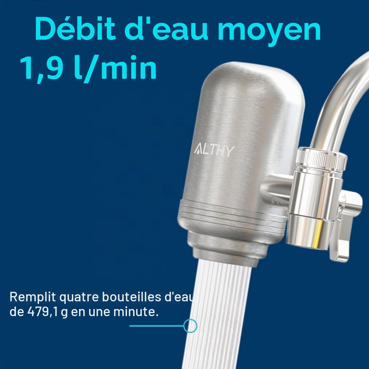 ALTHY T2 Acier inoxydable Filtre à Eau de Robinet Cuisine/Salle de bain