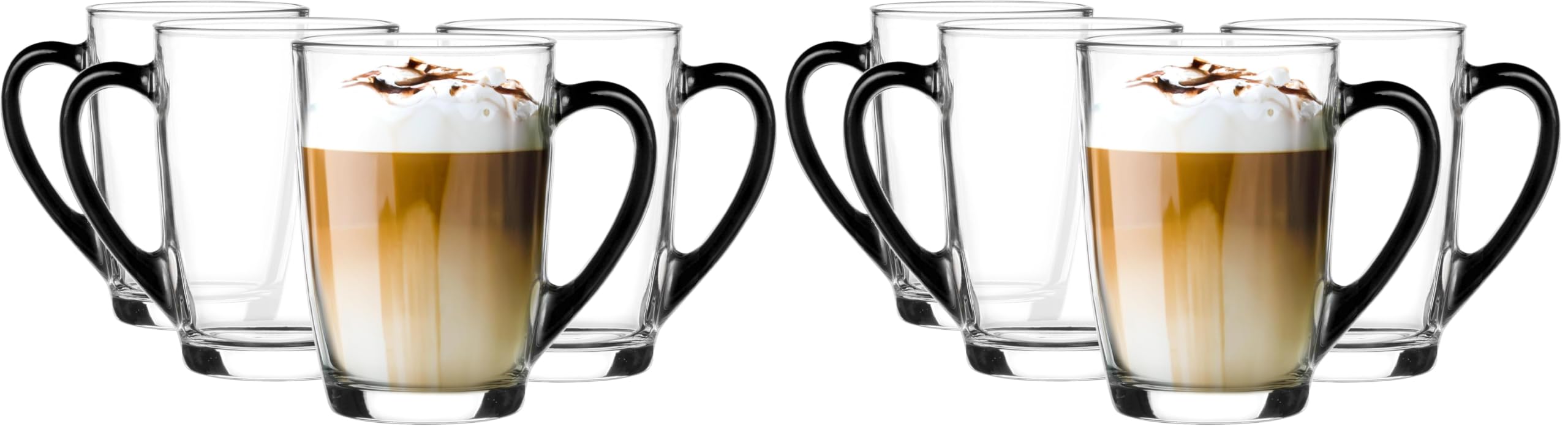Glasmark KROSNO 1992 Verre à café avec anse Verre à thé Tasse 300 ml Verre robuste Passe au lave-vaisselle Poignée noire brillante (Lot de 2)