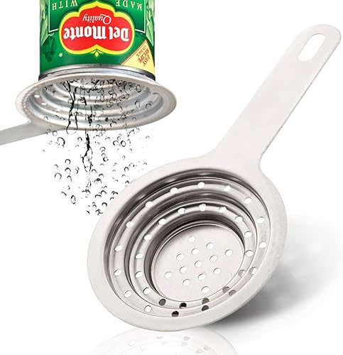 Colador de latas multiusos de acero inoxidable  Colador universal de acero inoxidable de grado alimenticio con asa para latas pequeñas y grandes,