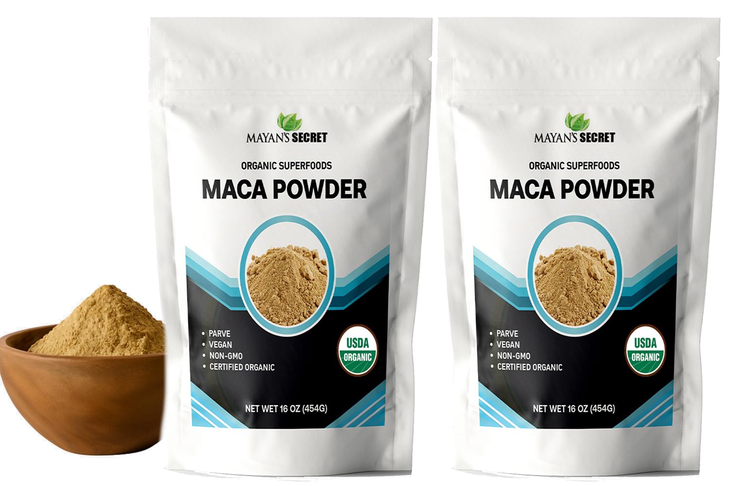 Mayan's Secret - Maca Root Powder Organic 16oz x 2 USDA Certified Parve Non-GMO Vegan Superfoods for Breakfast, Smoothies, Baking &amp; Ice Cream (1 Pound (Pack of 2))