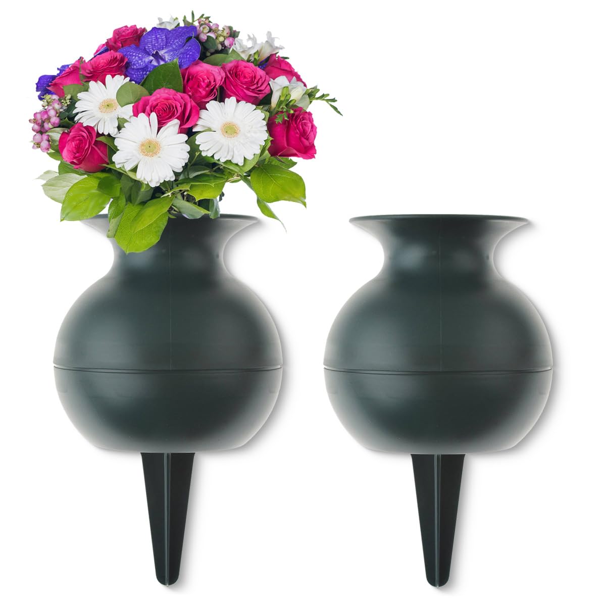 4 vasi per tomba, in plastica, decorazione per la tomba del cimitero, per mazzi di fiori, per mazzi di fiori