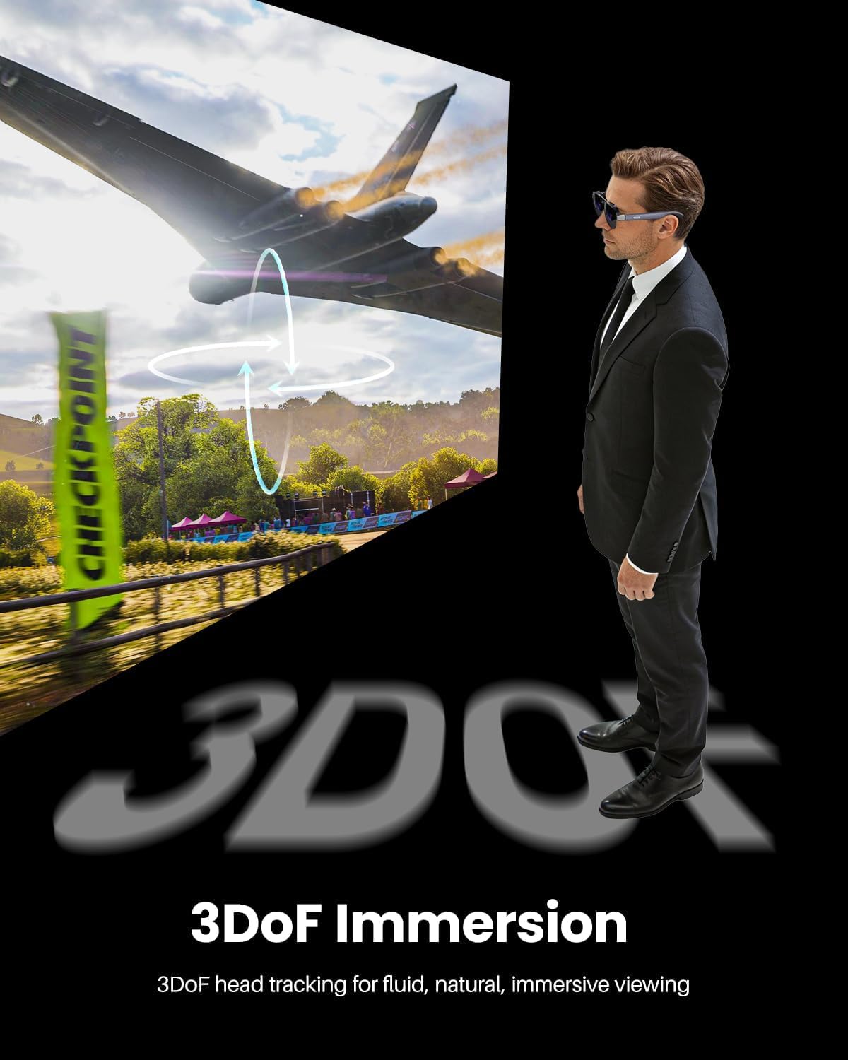 TOZO VIZO Z1 Pro Occhiali AR Schermo Virtuale 160" Display Micro-OLED 120Hz | Ultra-Luminosi – Regolazione Nitidezza, Switch 2D/3D, Audio Stereo, Leggero e Portatile, 1800 Nits, per iPhone e Android