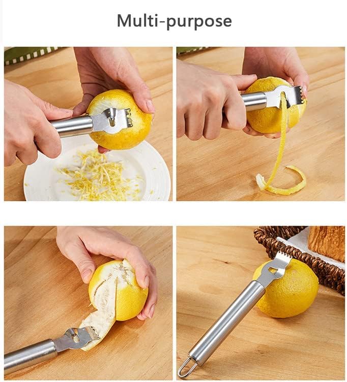 2 unidades de acero inoxidable limón rallador zester con agujero cítrico naranja herramienta de pelado de frutas, mandolinas y rebanadores ralladores, peladores y rebanadores 5