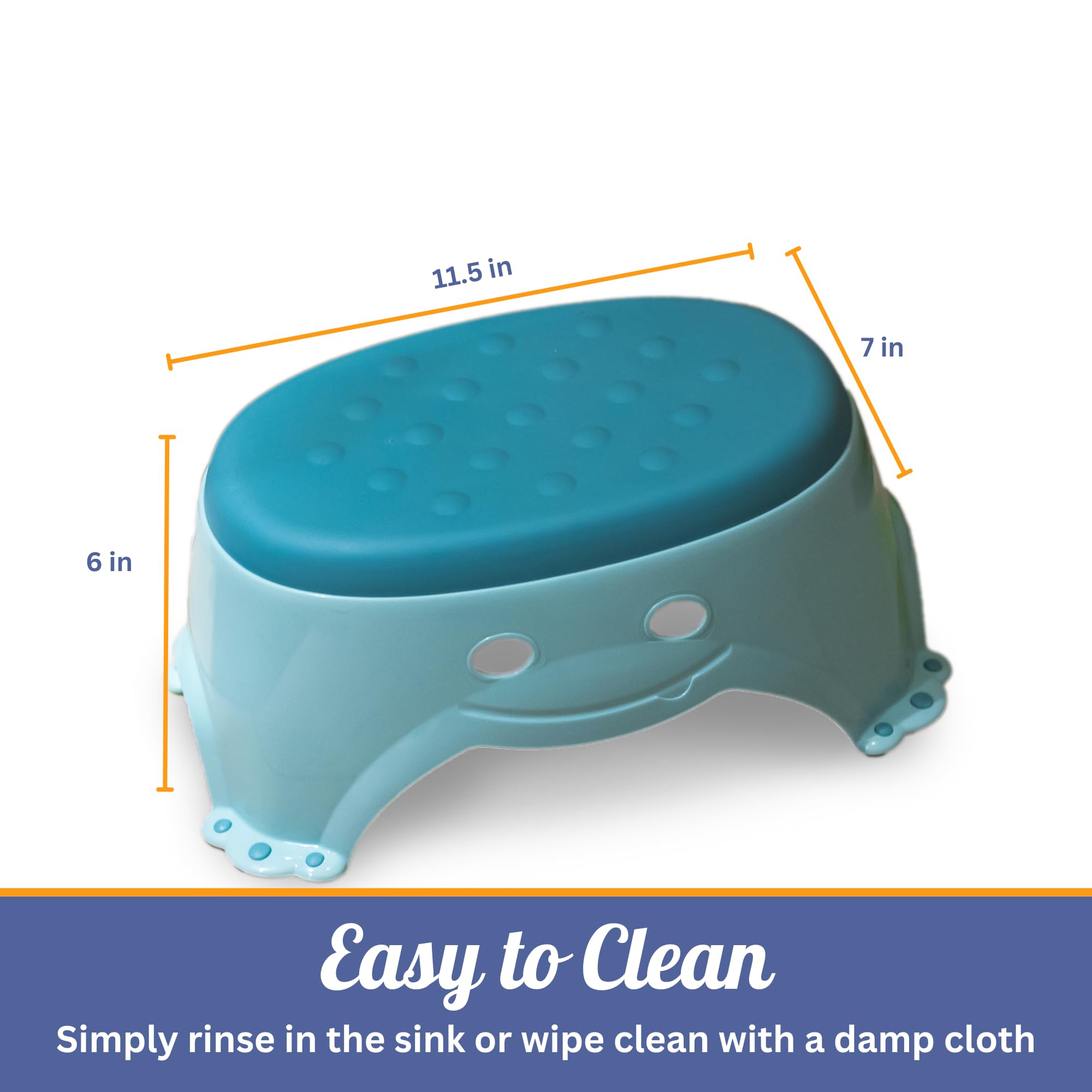 Mommy's Helper Step Up Marchepied antidérapant Bleu sarcelle Motif smiley 14 x 8,5/16,5 cm