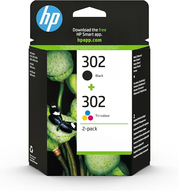 HP 302 2-Pack Original Ink Cartridges (Black + Tri-color)