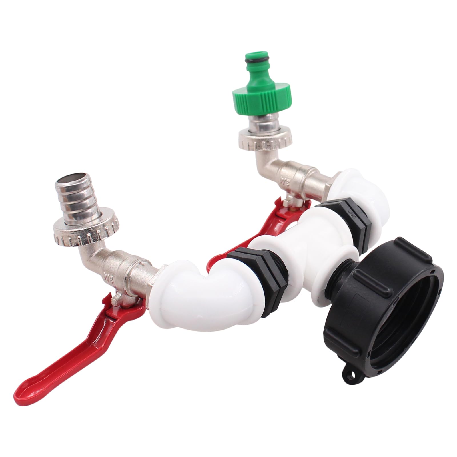 IBC Adaptador S60 x 6 Grifo de 2 Compartimentos IBC Tanque Válvula de Caída de Bola de 3/4 Pulgadas Grifo de Manguera de Jardín Válvula de Bola Válvula de Salida de Tanque de Agua 2 Vías Boquilla