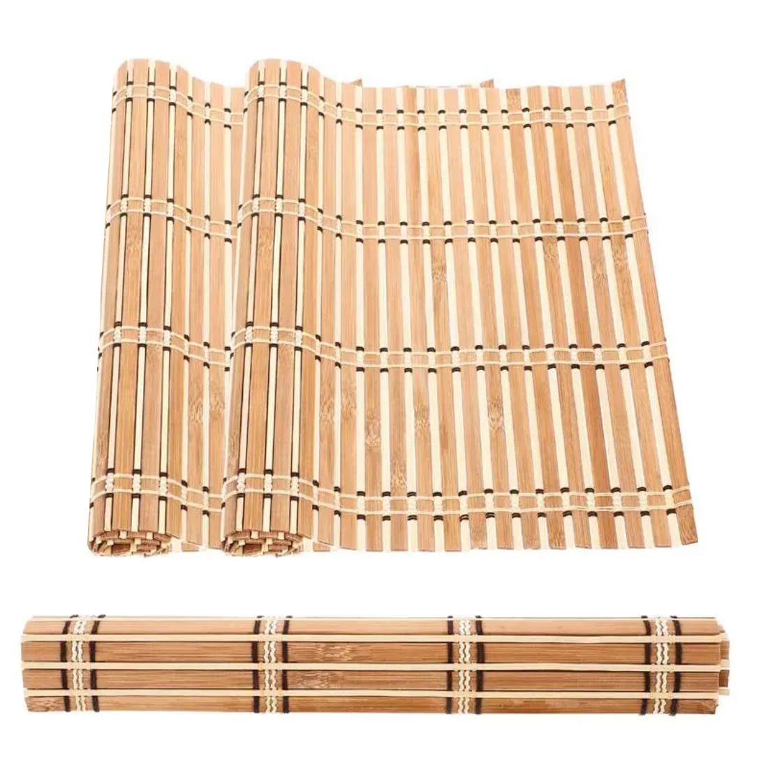 Camland 2pcs Rustic Bamboo Placemats - Rectangular Dining Table Decorations - Waterproof and Oil-Proof Place Mats
