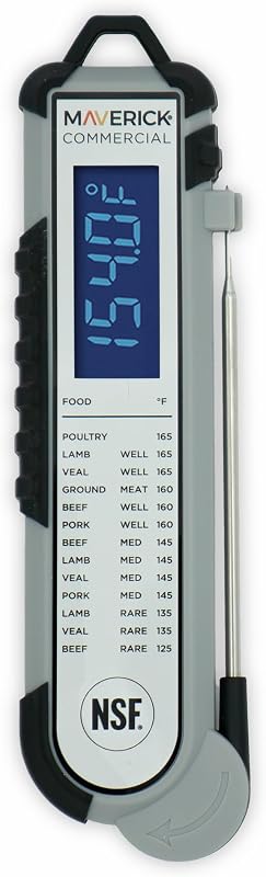 Maverick Pro‑Temp Termómetro digital para carne PT‑100BBQ, lectura instantánea con pantalla retroiluminada, apto para horno, función de calibración, sonda de temperatura para parrilla, ahumador y barbacoa