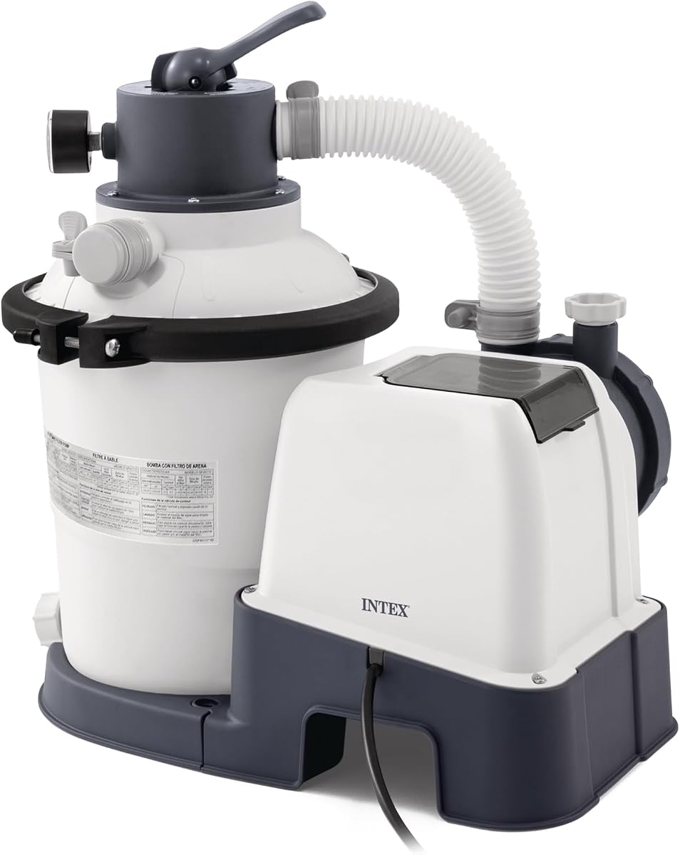 INTEX Krystal Clear 925 GPH Sand Filter Pump for Above Ground Pools | 26641EG - 8" Tank for Swimming Pools: 232 to 4,440 Gal, 14.3 lb Sand Capacity - Improved Circulation & Filtration