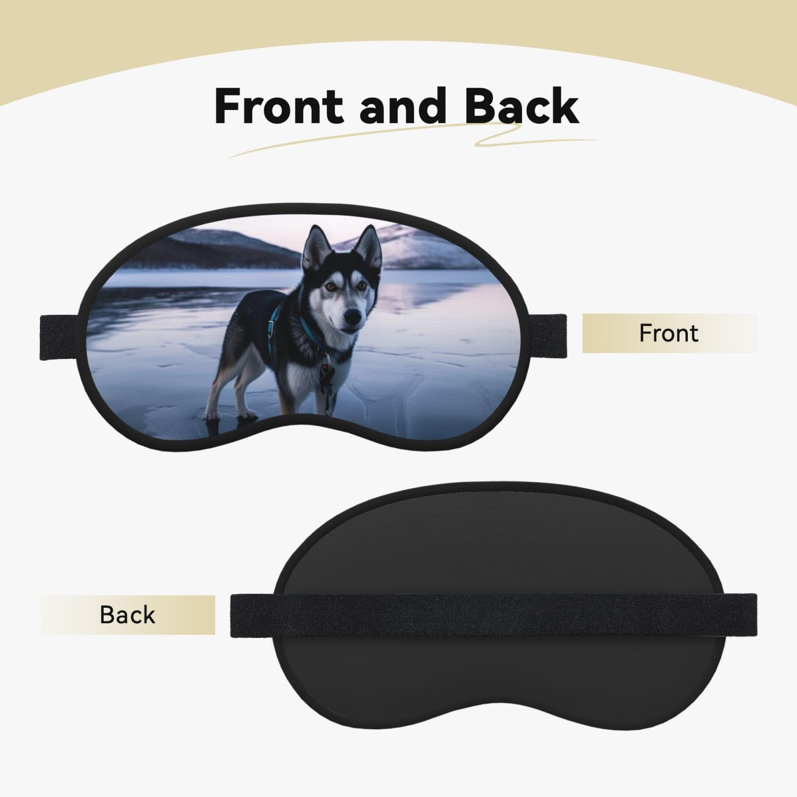 Sleep Mask for Side Sleeper Silk Sleeping Eye Masks with Elastic Strap Super Soft Eye Sleep Shade Cover Husky Dog on a Frozen Lake Blackout Night Blindfold for Women Men Travel