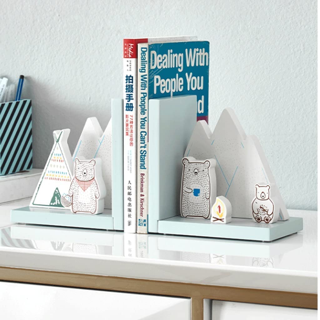 IRYZE Soporte Libros Sujetalibros Sujeta Libros Sujetalibros Bonitos y sujetalibros interesantes, decoración única, sujetalibros, Estilo Moderno, literario, Simple y Bonito de Madera Apoya Libros