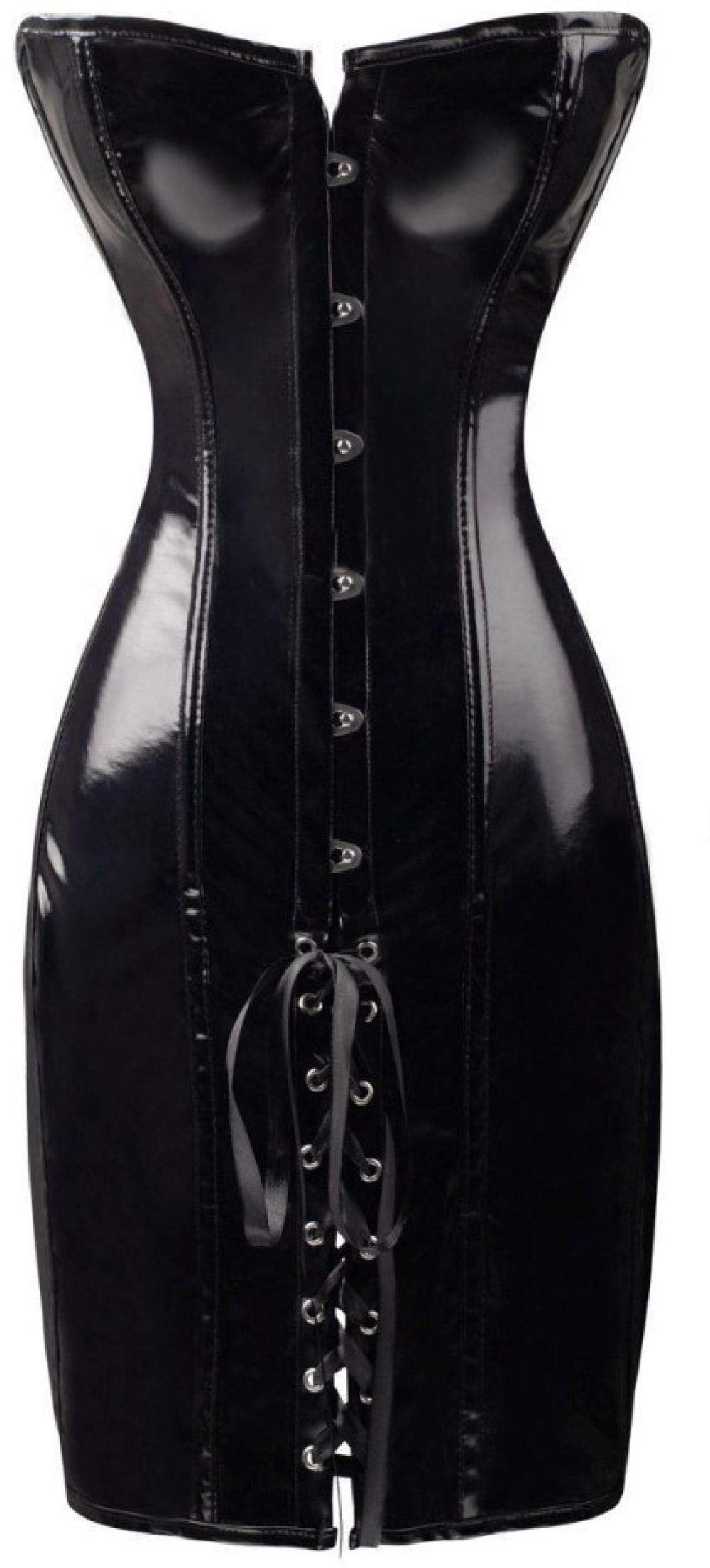Ropa Erótica para Mujer Vestido Ajustado con Hombros Descubiertos De Cuero Largo Brillante Gótico Mojado Vestido De Corsé De Látex De PVC Fiesta Club Nocturno Vestidos