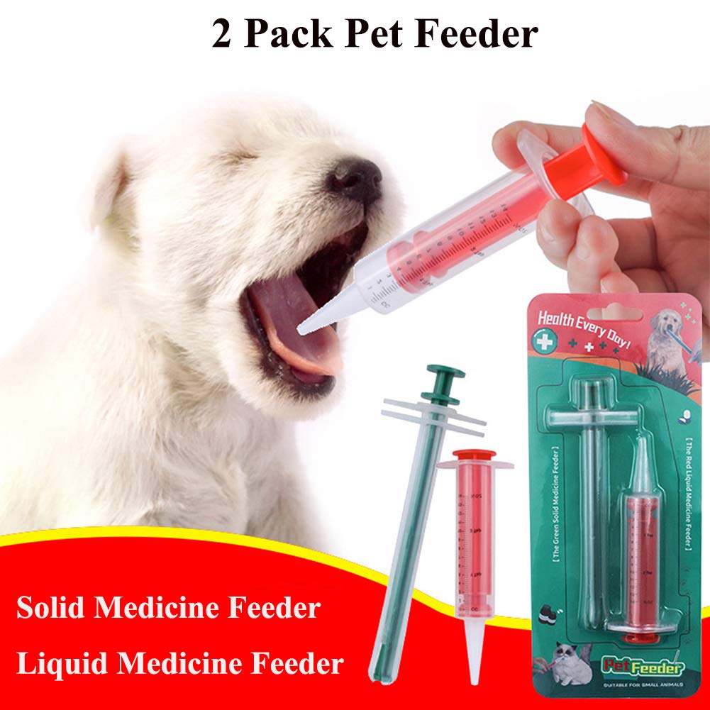 2Pack Pet Medicine Feeding Syringe Pet Pill Dispenser Pusher Pet Tablet Syringe Reusable Safety Pet Medicine Feeder for Dogs Cats Puppy Kitten Round-Headed Pet Feeding Dispenser Tool with Soft Tip - Image 2