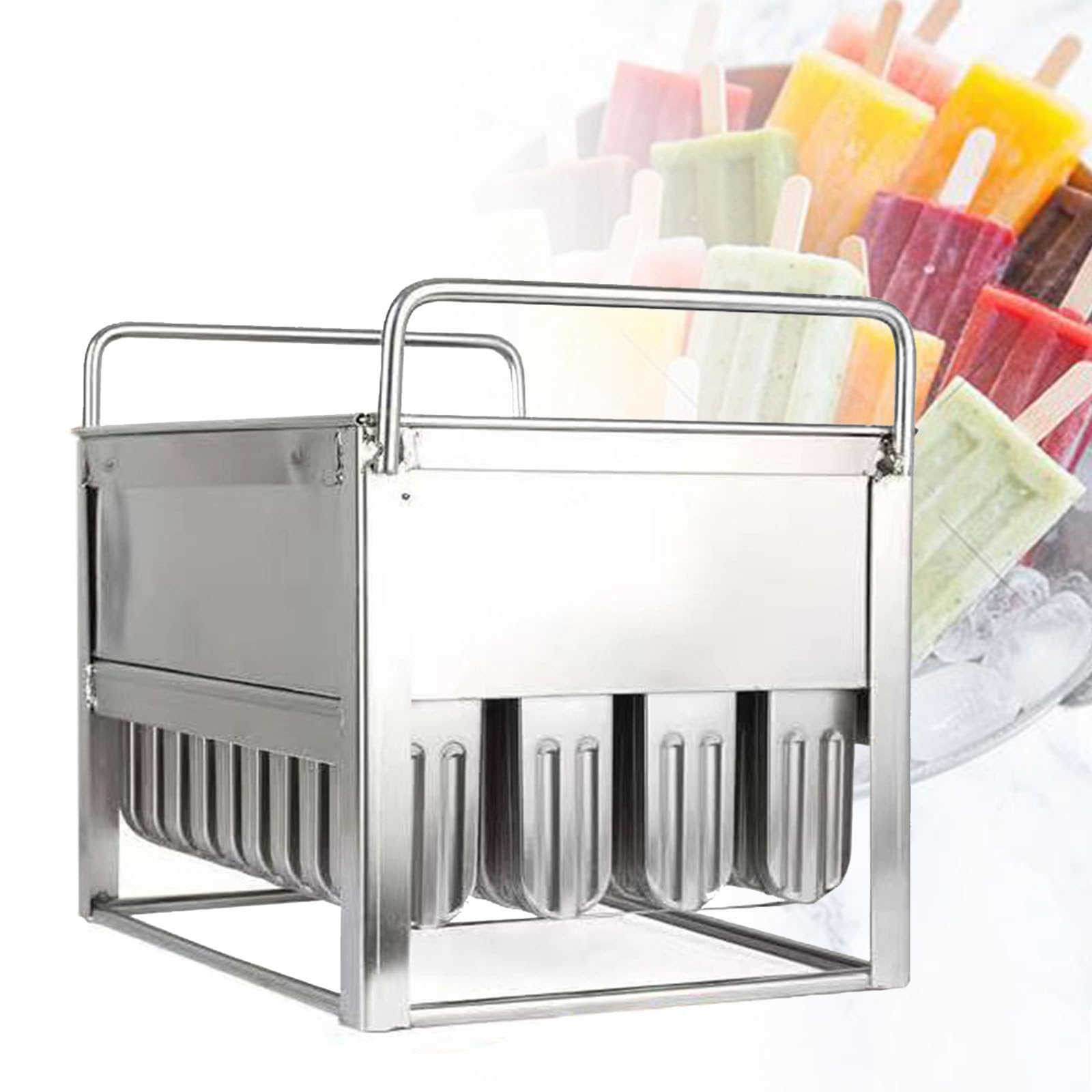 Máquina comercial de paletas con molde de acero inoxidable y palos para producción profesional de helados