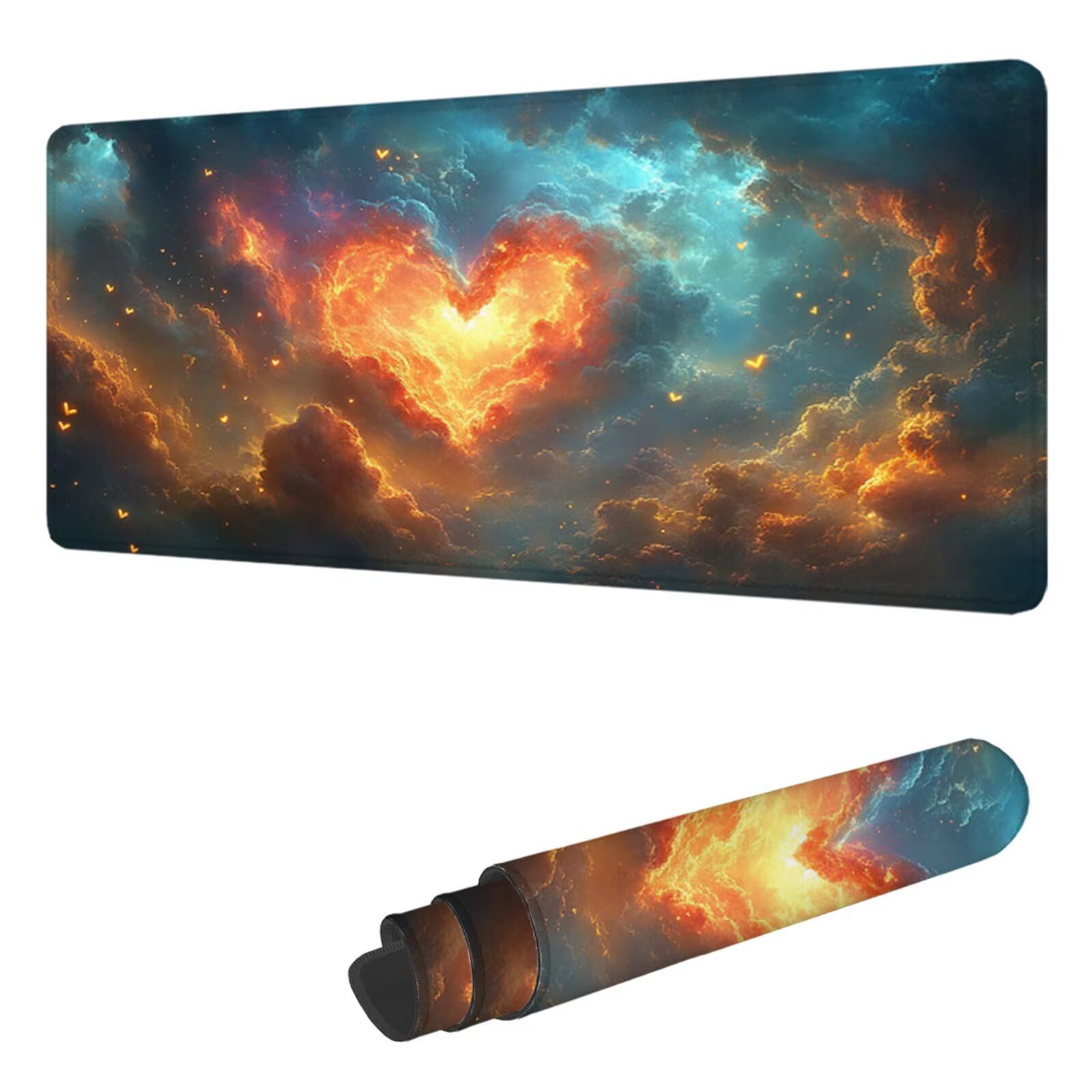 Kolorowa podkładka pod mysz XXL 1600 x 800 mm duża podkładka pod mysz dla graczy chmura pod ręką biurko szyte krawędzie wodoodporna antypoślizgowa, do komputera, laptopa poprawia dokładność i szybkość