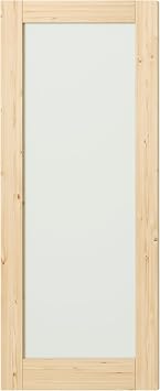 30 x 80 Interior Slab Door, 1 Lite Natural Frosted Glass Pantry & Bedroom Doors, Modern Single Pre-Finished Door Panel, Solid MDF Core Wood(Hinges Not Included)