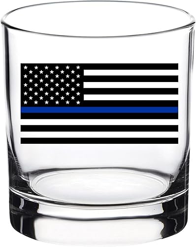 Rogue River Tactical Línea azul fina regalo de cristal de whisky anticuado para la aplicación de la ley del oficial de policía