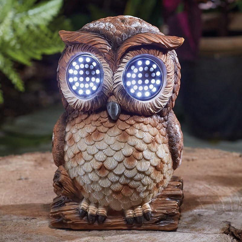 Smart Solar Blinkin' Owl Solar Powered LED Garden Ornament, Brown, 13 x 10 x 11 cm, Blinking Eyes Light Feature