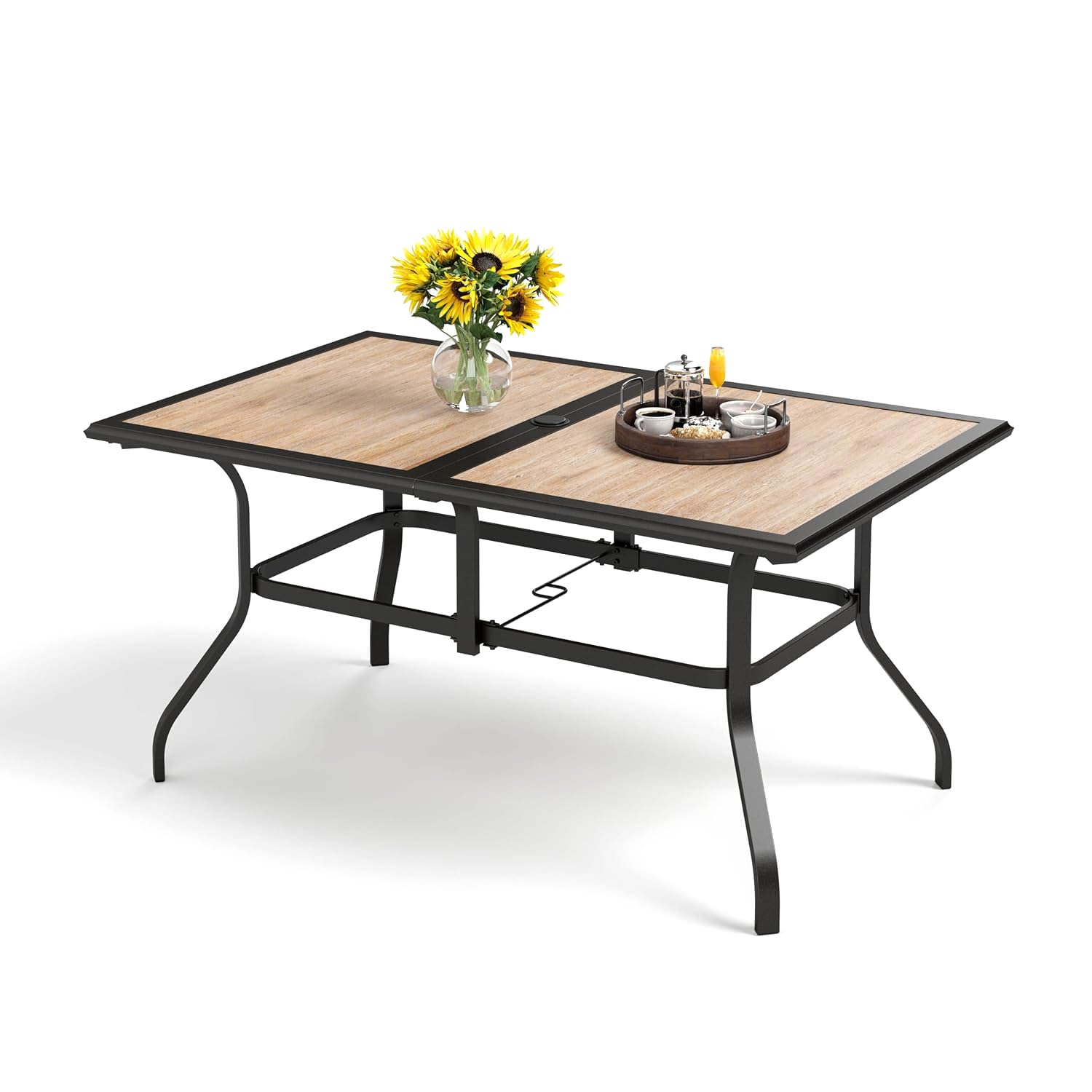 PHI VILLA Outdoor Table Patio Dining Table Metal Outdoor Table for Lawn Garden