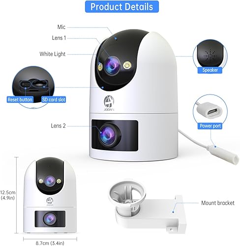 Miniatura 9 de JOOAN Cámara de seguridad al aire libre 2K Ultra HD Dual Lens 2.4G5G WiFi Bluetooth 2 cámaras en 1 seguimiento automático 360 View, 2 maneras de