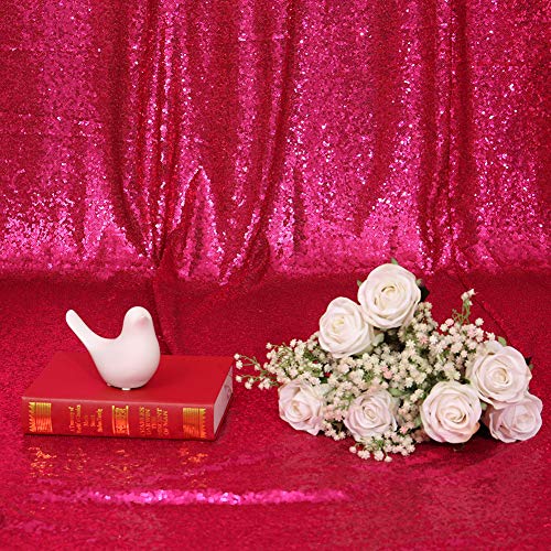Eternal Beauty Fuchsia Sequin Wedding Backdrop Photography Background Party Curtain, 4Ft X 6Ft #TOP6