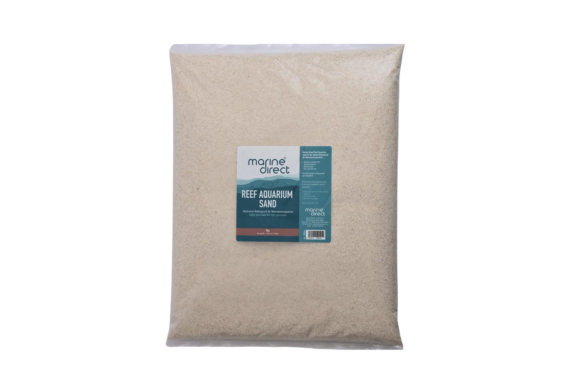 Reef Aquarium Sand - Hochreiner Bodengrund für Meerwasseraquarien (5kg, Korngröße 0.5-1.2mm)