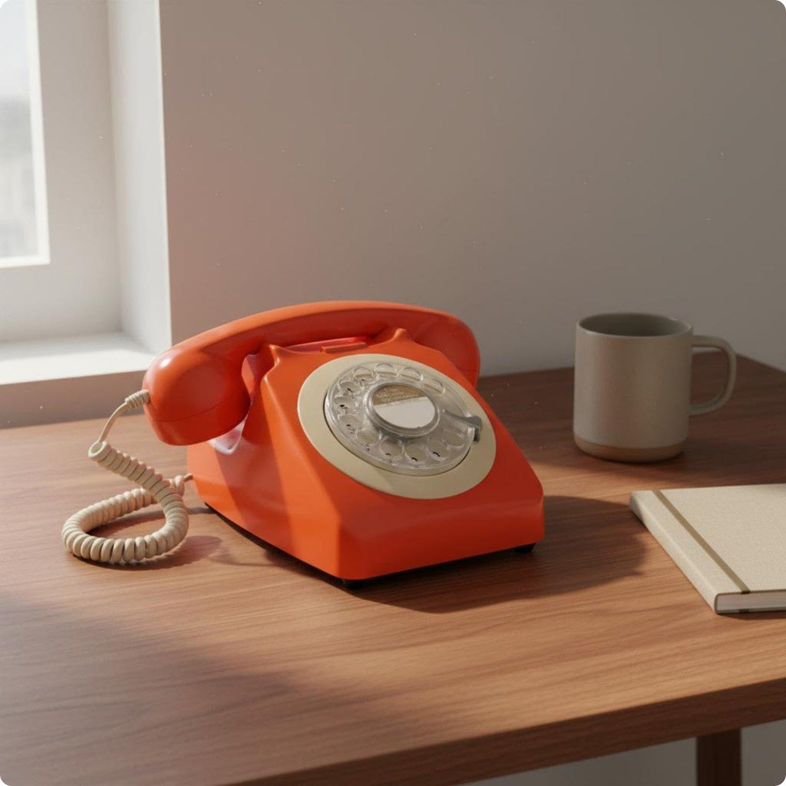 Classic Rotary Desk Phone Metal Bell Chime Retro Rotary Phone Vintage Wired Telephone Telephone for Office, Study Room Orange-image-38