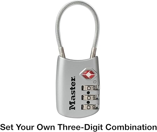 Miniatura 4 de Master Lock 4688D Candado para Equipaje con Combinación Personalizable Aprobado por TSA, 1 Unidad, Plateado