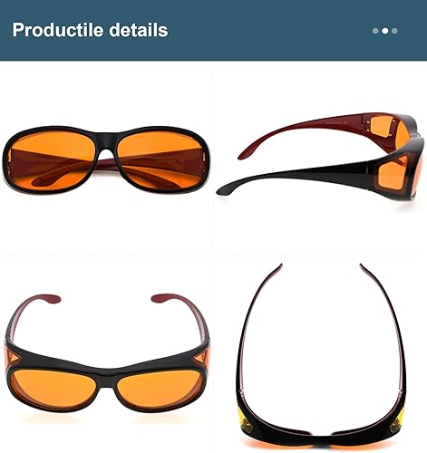 Miniatura 5 de BLUELESS Fitover - Lentes de computadora con bloqueo de luz azul y lentes de dormir teñidos de naranja, negro y rojo