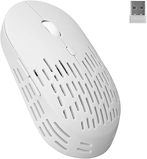 ماوس لاسلكي قابل لإعادة الشحن لأجهزة التيك لانسينج مزود لمستشعر بصري 1600DPI و6 أزرار وزرين جانبيين، أبيض، ALBM7422