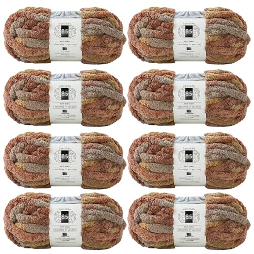 Image of Chunky Chenille Yarn for Hand Knitting 8 Jumbo Pack Jumbo Chunky Yarn for Hand Soft Blanket Knitting, Bulky Thick Fluffy Yarn for Crocheting (Pudding)
