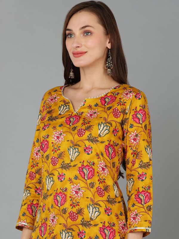 Image of Vaamsi Women's Rayon Blend Printed Floral Kurta Trouser with Dupatta Set