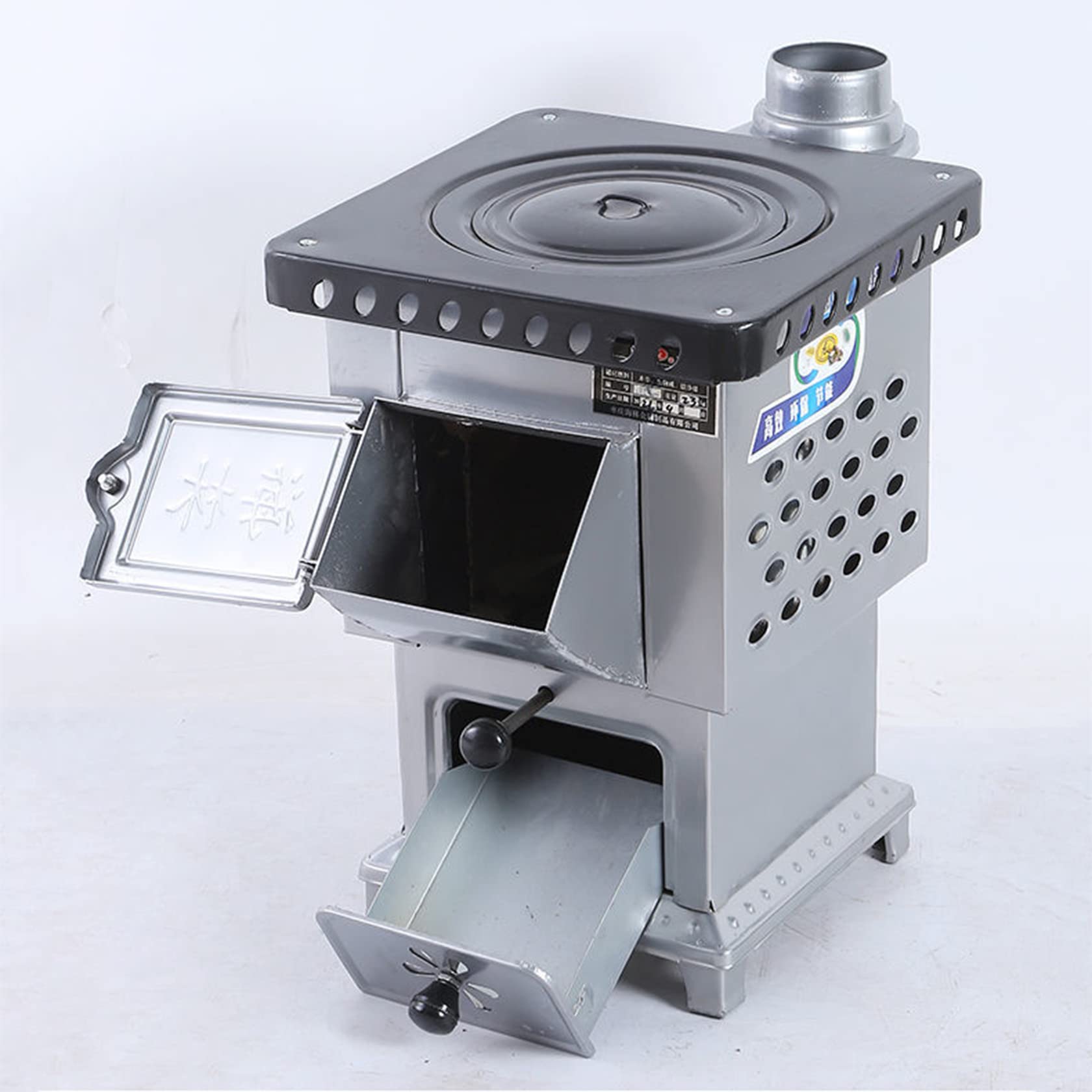 10KW Ghisa Fumogeno Stufa A Legna, Riscaldamento/Cottura Stufa A Pellet, Risparmio Energetico Gassificato Combustione Secondaria Liner,Silver