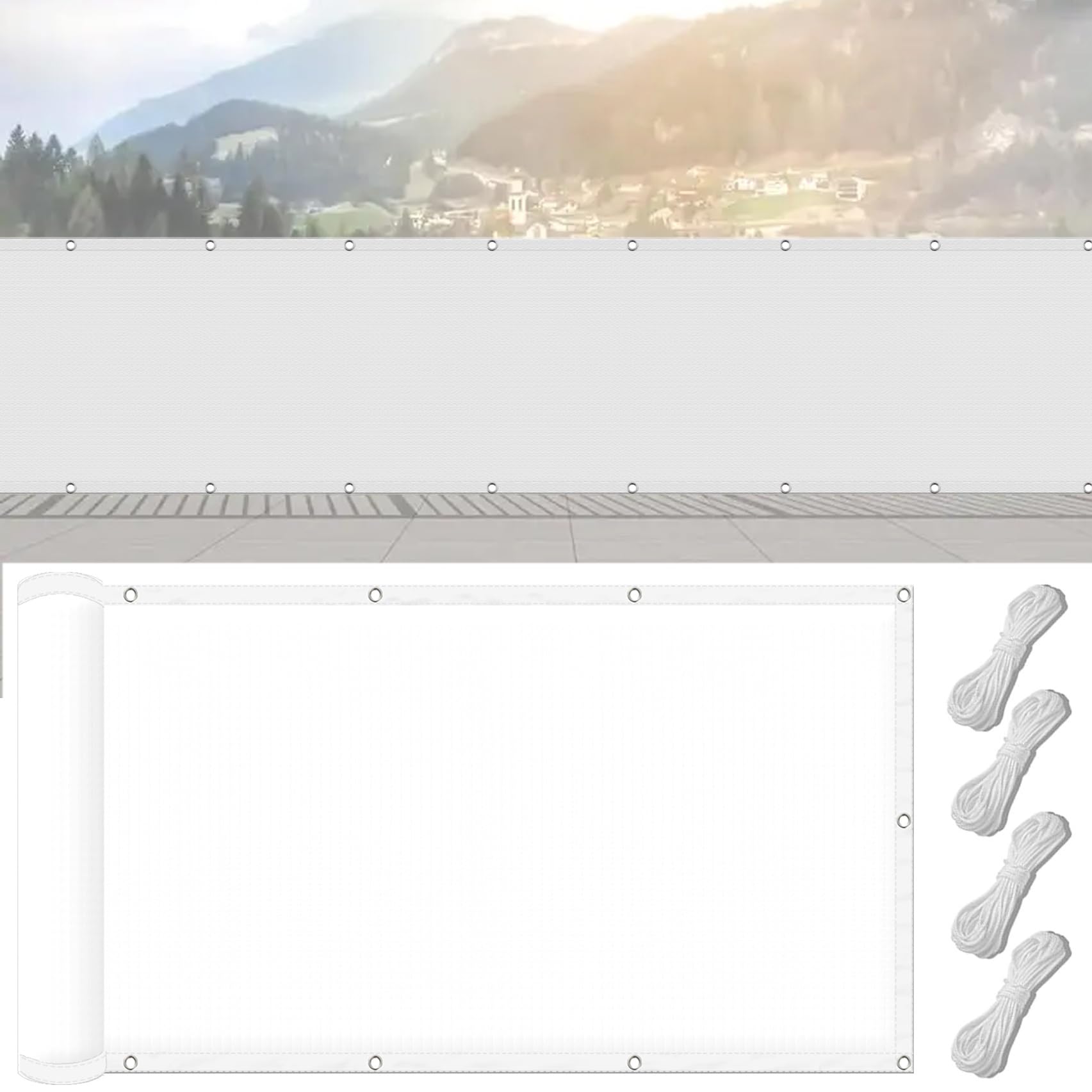 Voile d'ombrage 100x200 étanche blanc protection solaire anti-UV pour extérieur de maison