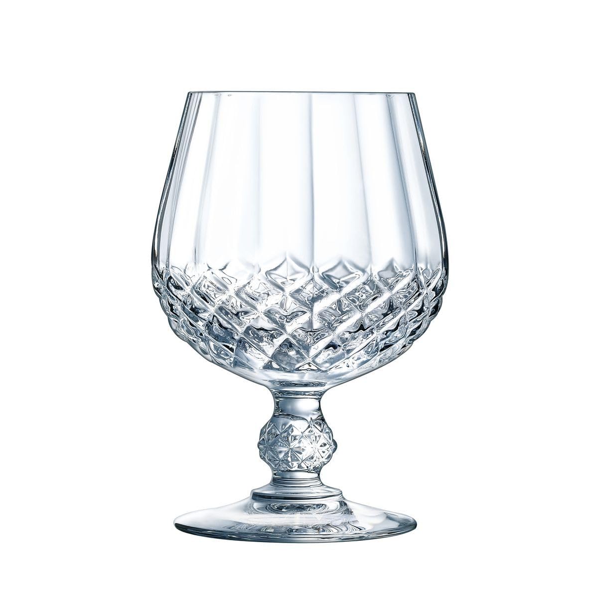 Cristal d'Arques Paris - Collection Longchamp - 6 Verres à cognac 32 cl en Kwarx - Brillance, Transparence et Haute Résistance - Moulures Iconiques - Fabriqués en France