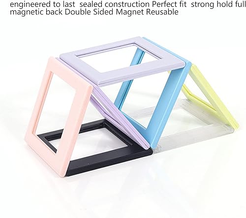 Miniatura 9 de Zyyini Marco de fotos magnético, marco de fotos magnético de plástico de doble cara de 2.835 x 3.386 in, marcos magnéticos para nevera para exponer
