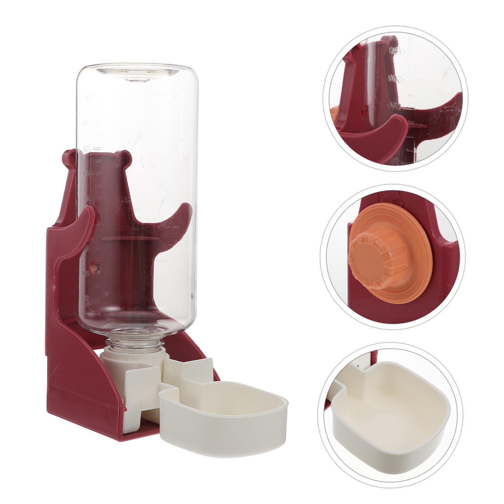 COLLBATH Pet Water Dispenser for Cats and Dogs Automatic Gravity Feeder with Capacity Durable Material for Cage Use for Rabbits and Hamsters Wine