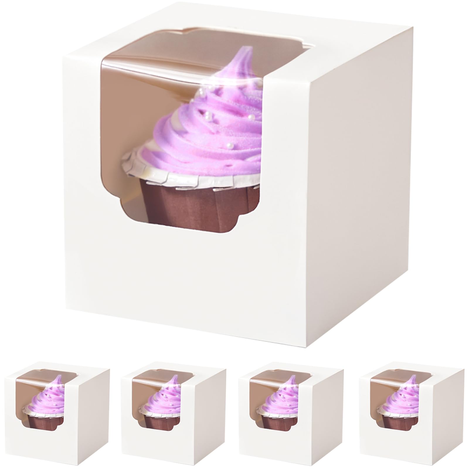 30 cajas para magdalenas de cartón de calidad alimentaria, color blanco