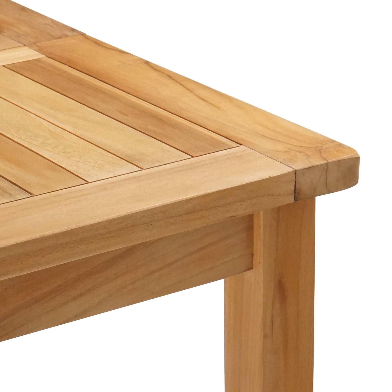 Juego de muebles de jardín de 7 piezas de madera maciza de teca para terraza, balcón y jardín, muebles de exterior resistentes a la intemperie con mesa y taburetes para relajarse y socializar