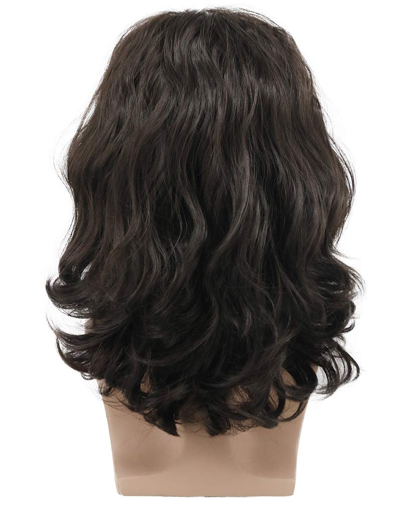 VGbeaty 70s 80s Punk Rocker Long Wave Dark Brown Wig - Hippie Party California Halloween Cosplay, Medium - Image 4
