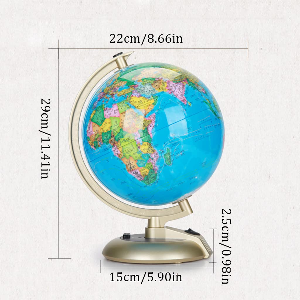 Le Globe Le Plus Pratique 20 cm/7.87 "avec lumières Globes du Monde enseignement Standard Globes géographiques Chinois et Anglais pour Les étudiants et Les Enfants Cadeaux de Puzzle Inspirants
