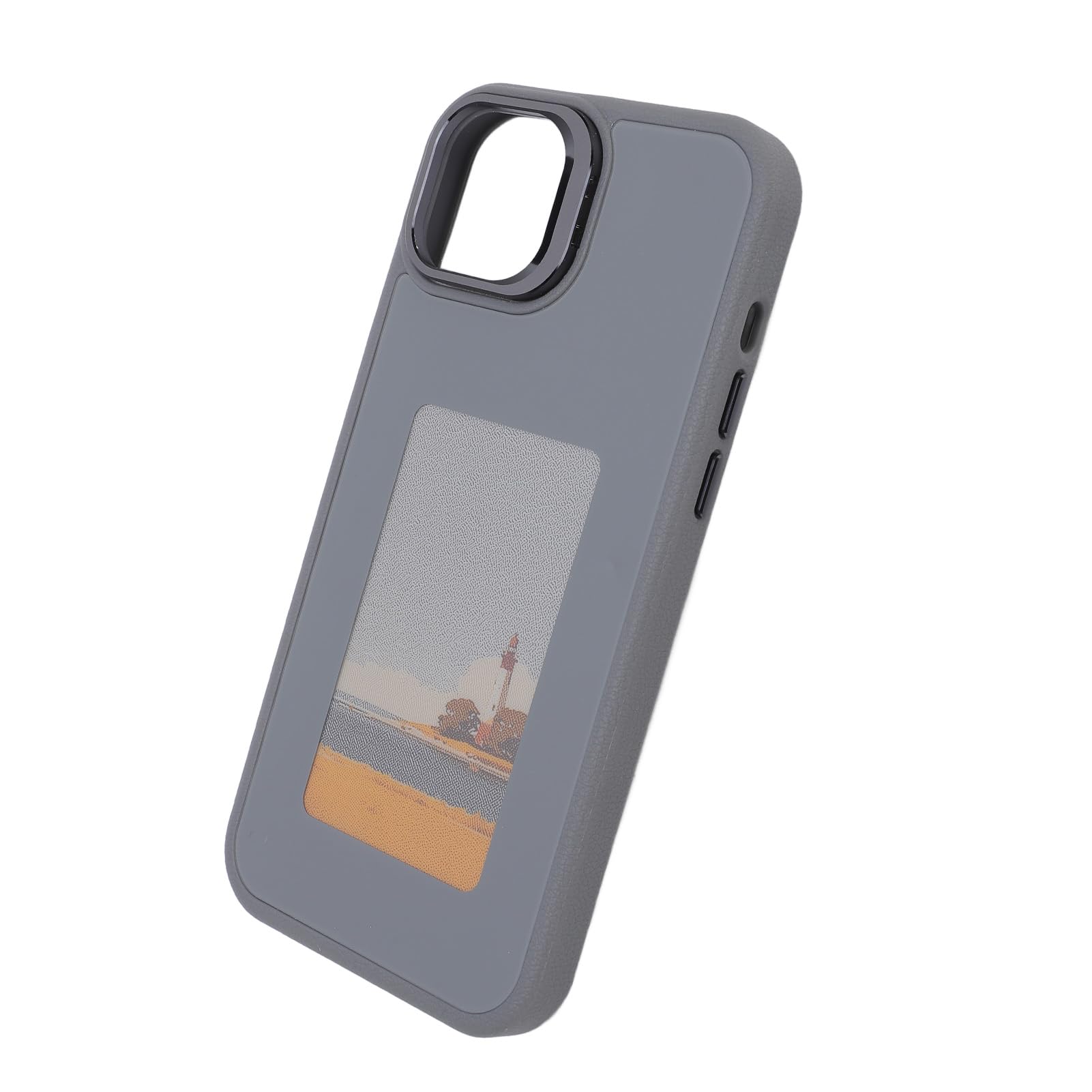 Cocoarm Caja del Teléfono con Pantalla de Tinta TPU y Aleación de Aluminio Caja del Teléfono Inteligente NFC Pantalla de Fotos DIY Soporte de Lente Anti Caída para 14 Plus para Viajes, Trabajo, Uso