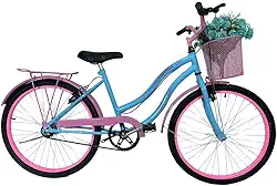 Bicicleta Cissa 24 Infantil Retrô Feminina Azul Bebê/Rosa