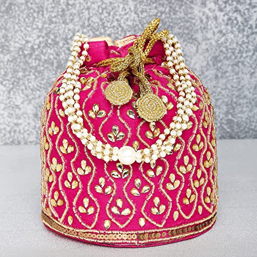 Image of Aheli Potli Bag Gift for Women Handmade Evening Wristlet Handbag Stylish Bridal Purse Fashion Bag