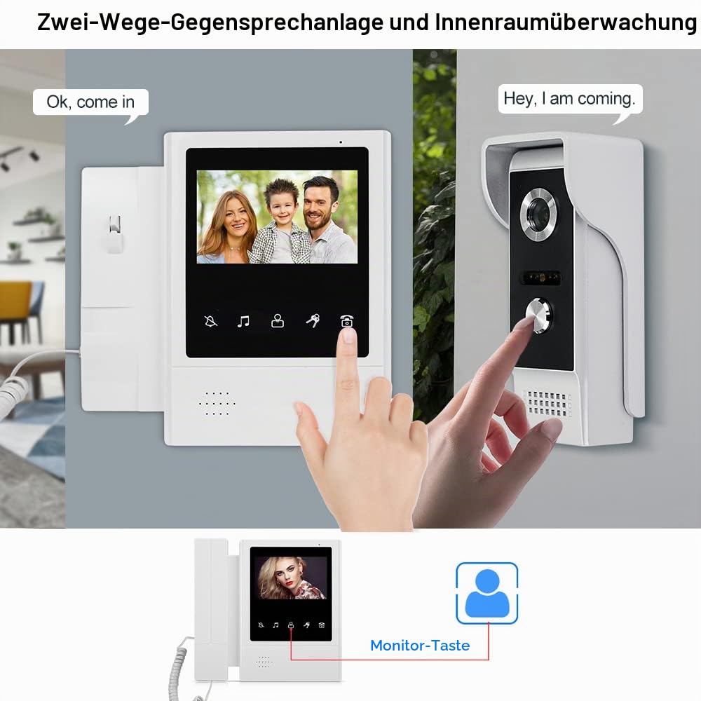 4,3'' TFT Farbe Wired Video Türsprechanlage Türklingel System für Home 700TVL IR Nachtsicht Türsprechanlage Wasserdicht + Indoor Bildschirm 100 Meter (1 Camera 1 Monitor)