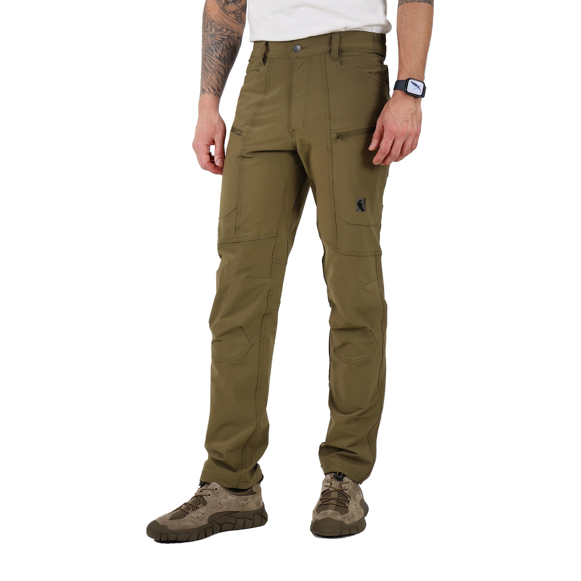 Ellobird Mens Flex Cargo Hiking Pants, Work Outdoor, Water Repellent 4-Way Stretch Lightweight, Men's Tactical Travel
