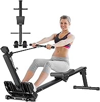 LUBBYGIM Compact Foldable Rowing Machine: Magnetic Resistance Rower with LCD Monitor for Quiet Full Body Home Workouts