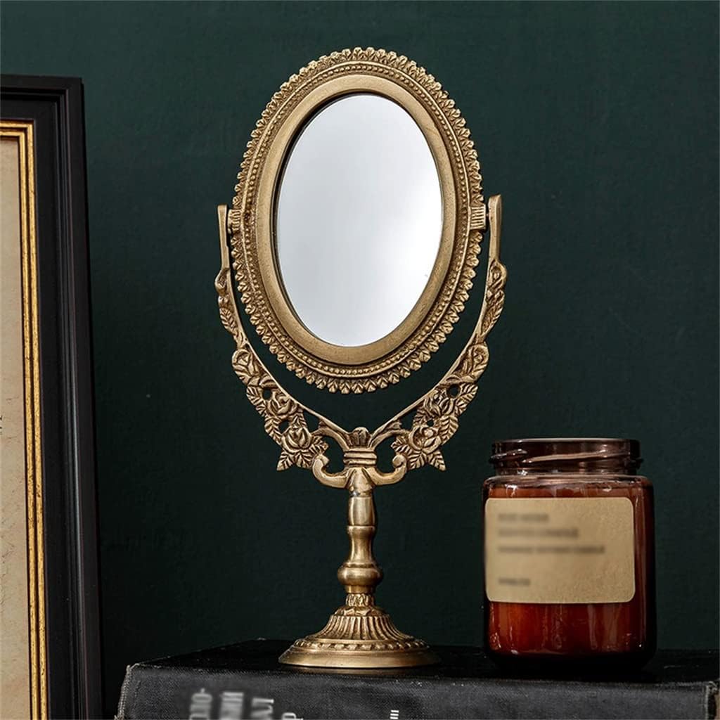European Brass Retro Light Luxury Makeup Mirrors Wedding Housewarming Gift Desktop Dressing Decoration