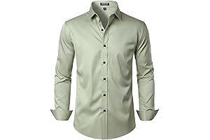Men's Stretch Wrinkle Free Dress Shirt For Formal Wedding
