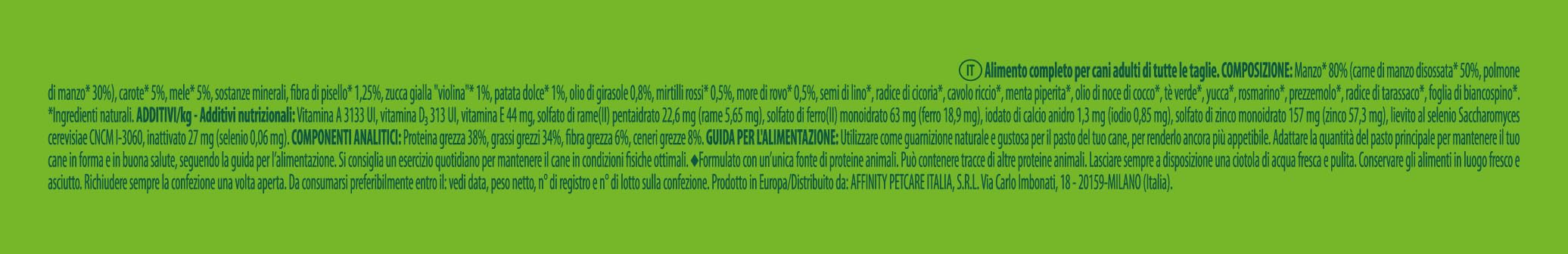 Natural Trainer Toppers - Cibo Completo per cani adulti di tutte le taglie con Manzo - 7 x 120g